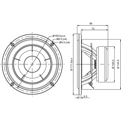 SB Acoustics - 6.5" CAC Mid-Woofer - SB17CAC35-8