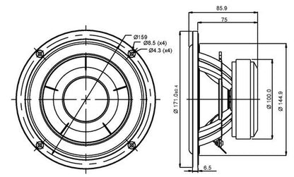 SB Acoustics - 6.5" NAC Mid-Woofer - SB17NAC35-8