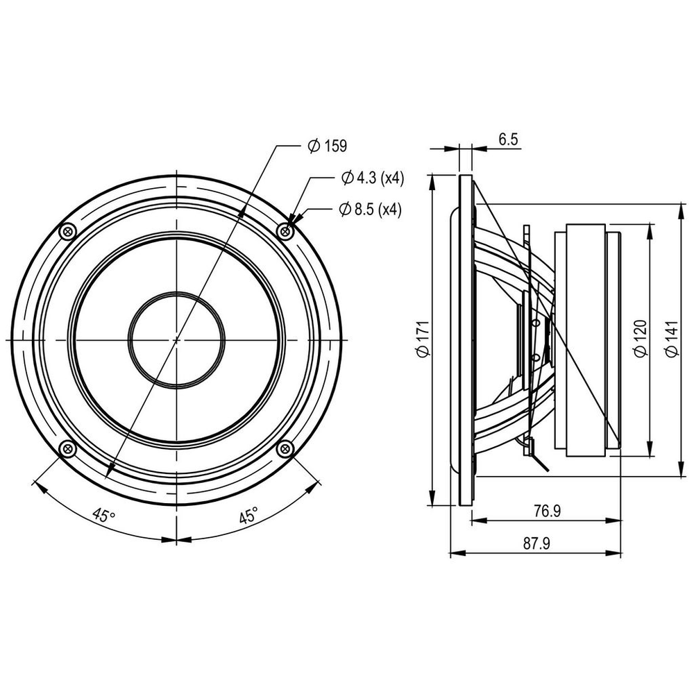 SB Acoustics - 6" NRX Mid-Woofer - SB17NRX2L35-4