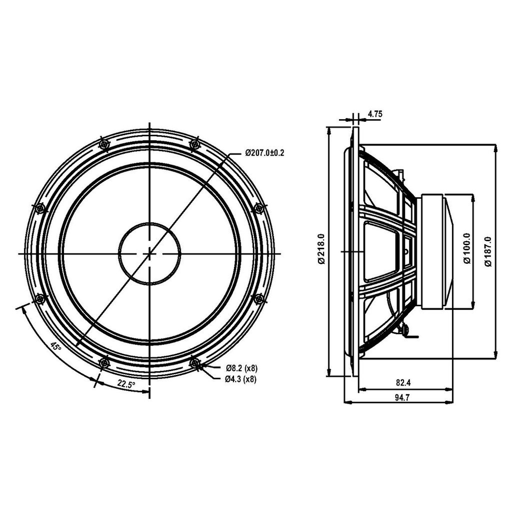 SB Acoustics - 8" PFCR Woofer - SB20PFCR30-4