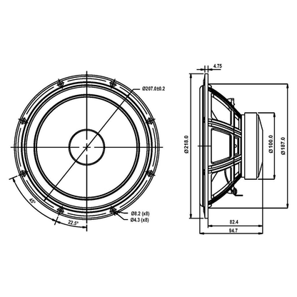 SB Acoustics - 8" PFCR Woofer - SB20PFCR30-4