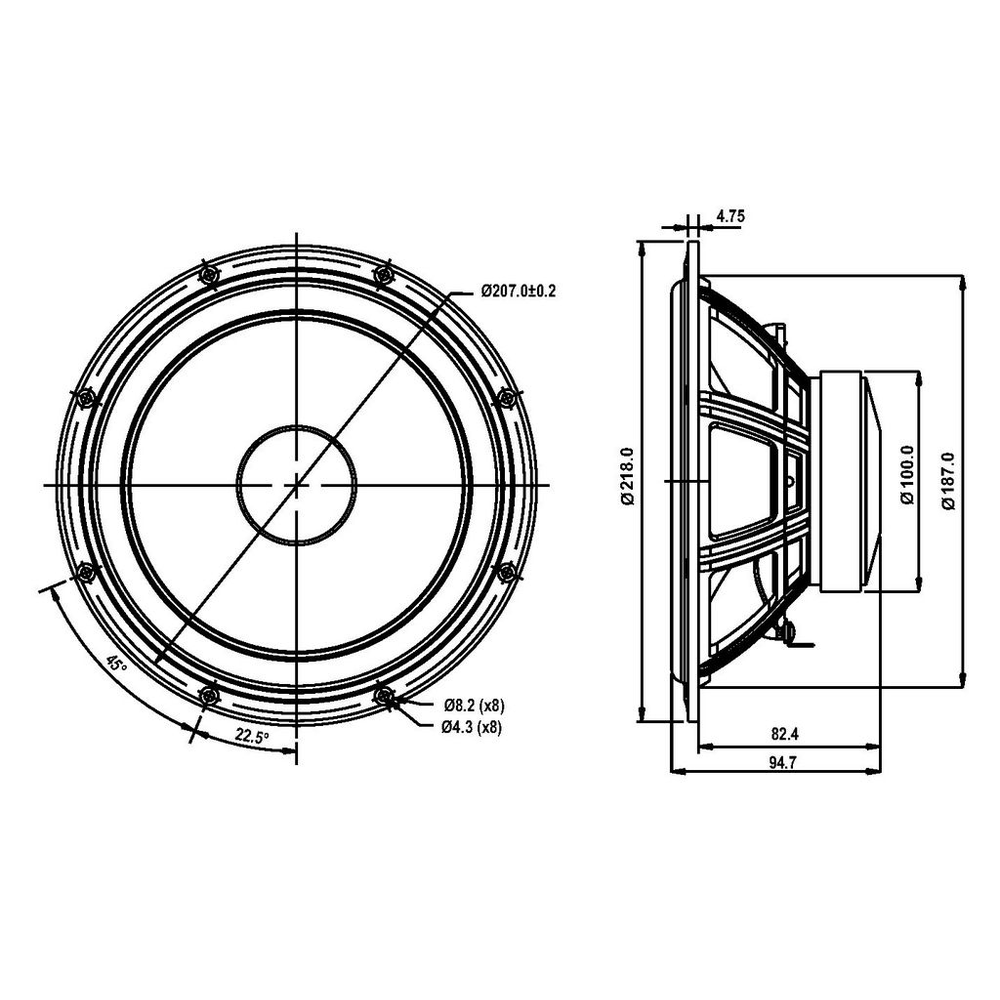 SB Acoustics - 8" PFCR Woofer - SB20PFCR30-8