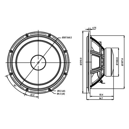 SB Acoustics - 8" PFCR Woofer - SB20PFCR30-8