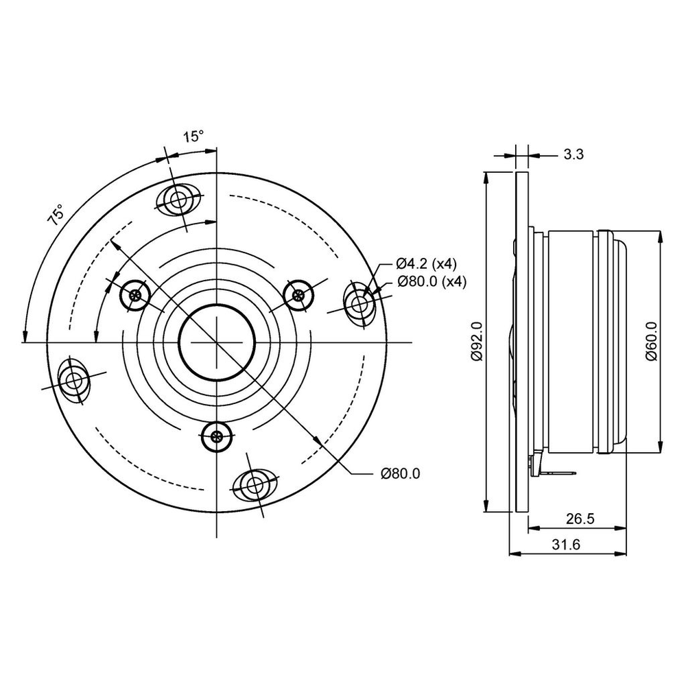 SB Acoustics - ¾" SDC Tweeter - SB21SDC-C000-4