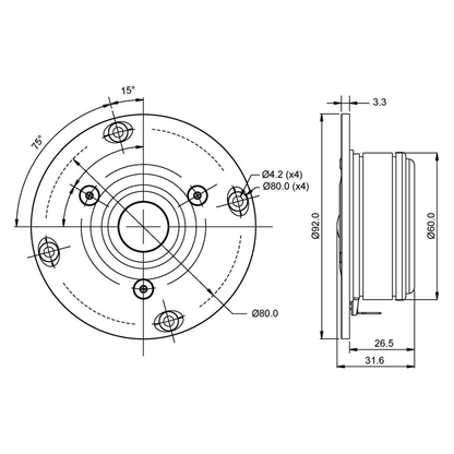 SB Acoustics - ¾" SDC Tweeter - SB21SDC-C000-4