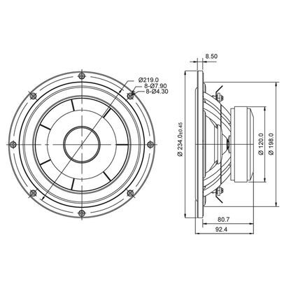 SB Acoustics - 8" NACS Woofer - SB23NACS45-8