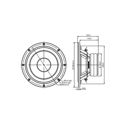 SB Acoustics - 10" NRX Woofer - SB29NRX75-8