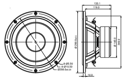 SB Acoustics - 10" WNRX Subwoofer - SB29SWNRX-S75-6