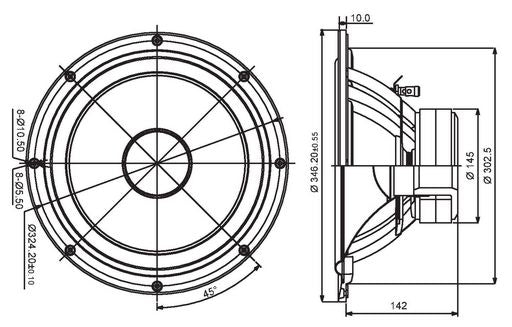 SB Acoustics - 12" WNRX Subwoofer - SB34SWNRX-S75-6