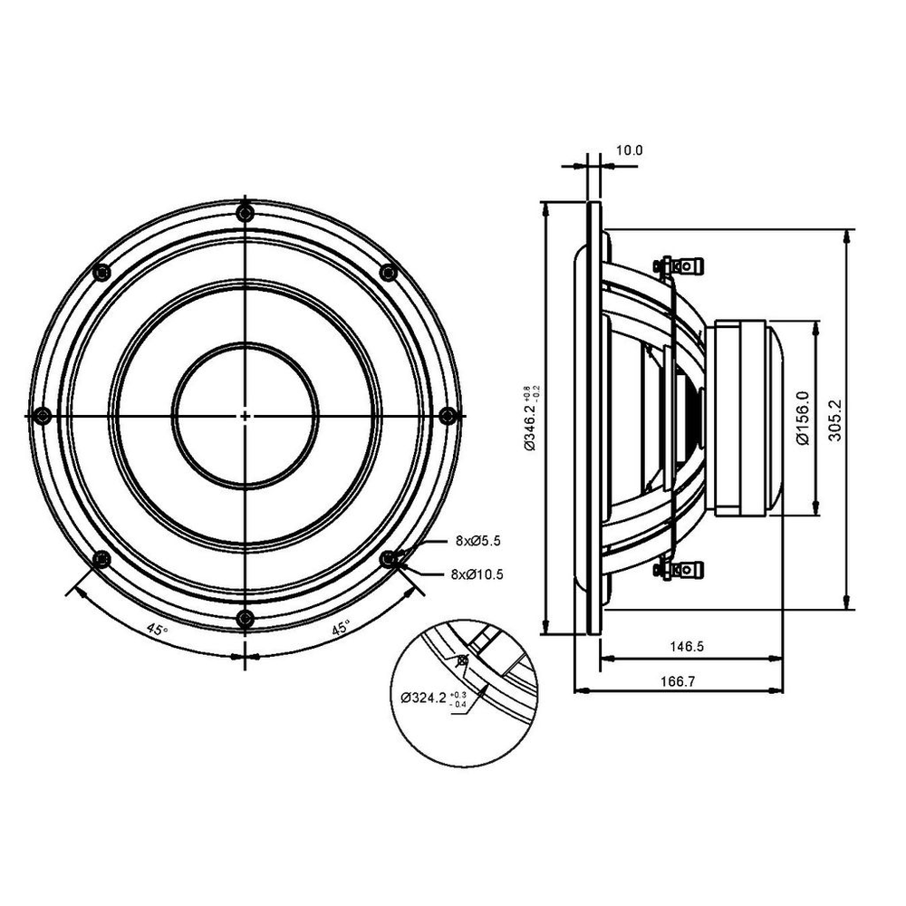 SB Acoustics - 12" SWPL Subwoofer - SB34SWPL76-3-DV