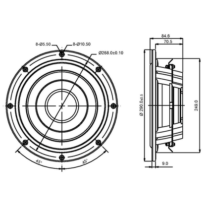 SB Acoustics - 10" DAC Subwoofer - SW26DAC76-8