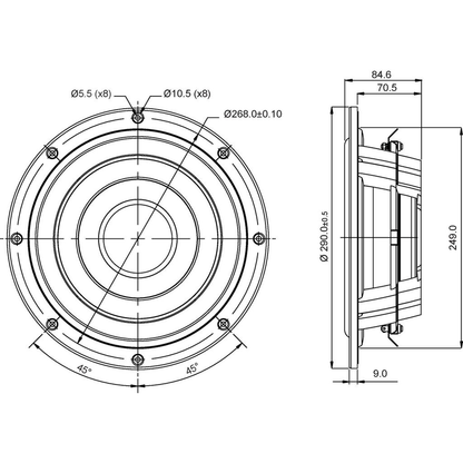 SB Acoustics - 10" DBAC Subwoofer - SW26DBAC76-8