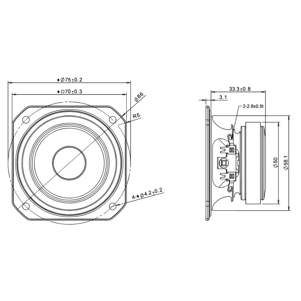 Peerless - 2½" Full Range Driver Paper - TC7FD00-04