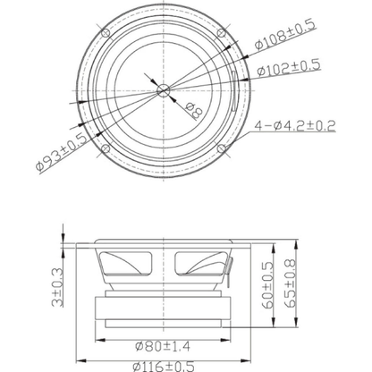 Dayton Audio - 4" Midbass Driver Paper - TCP115-8