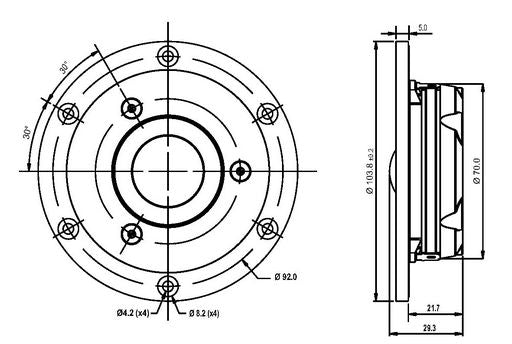 SB Acoustics - 1 1/4" Satori Dome Tweeter Textile Neo - TW29DN-B-8