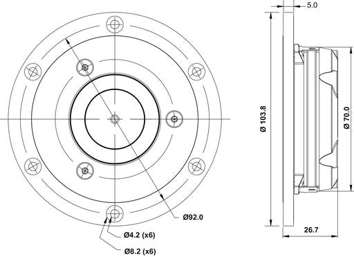 Tweeter à dôme SB Acoustics Satori TW29RN-B-8, impédance 8 Tweeter à dôme SB Acoustics Satori TW29RN-B-8, impédance 8
