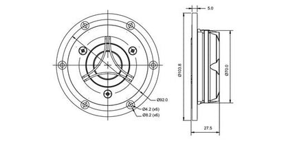 SB Acoustics - 1 1/4" Satori TeXtreme Dome Tweeter - TW29TXN-B