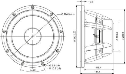 SB Acoustics - 9.5" Satori Woofer - WO24P-8